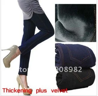 Free shipping diamond red winter special 2012 Korean version of the new wild warm thick velvet Denim Leggings | Женская одежда