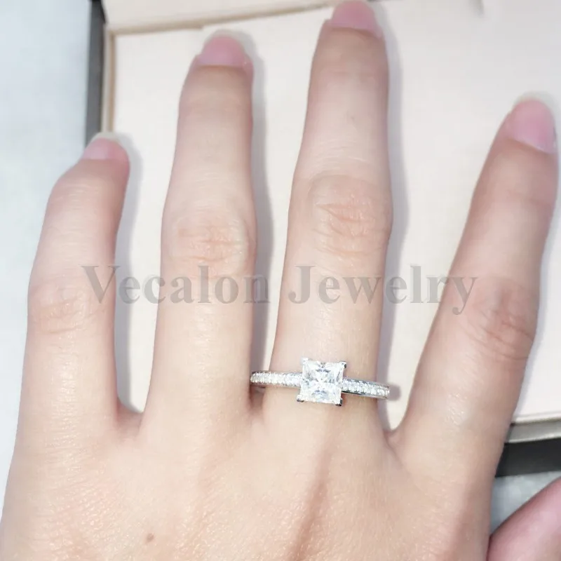 Женское кольцо из серебра 925 пробы с фианитом 2 карата|wedding band ring|band ringwomen fashion rings |