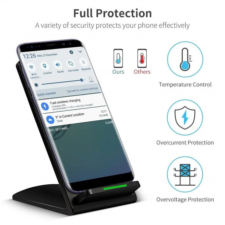 Беспроводное зарядное устройство Qi Совместимо с Samsung S9 S8 Plus Note 9 8 iPhone X XS Max XR