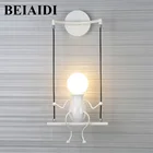 Мини-настенный светильник BEIAIDI, креативный настенный светильник для маленьких людей, современная металлическая прикроватная лампа для кукол, Детские Мультяшные настенные бра