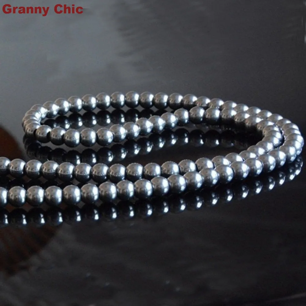 Ожерелье Granny Chic 6 мм 7-40 дюймов модные мужские и женские круглые бусины из
