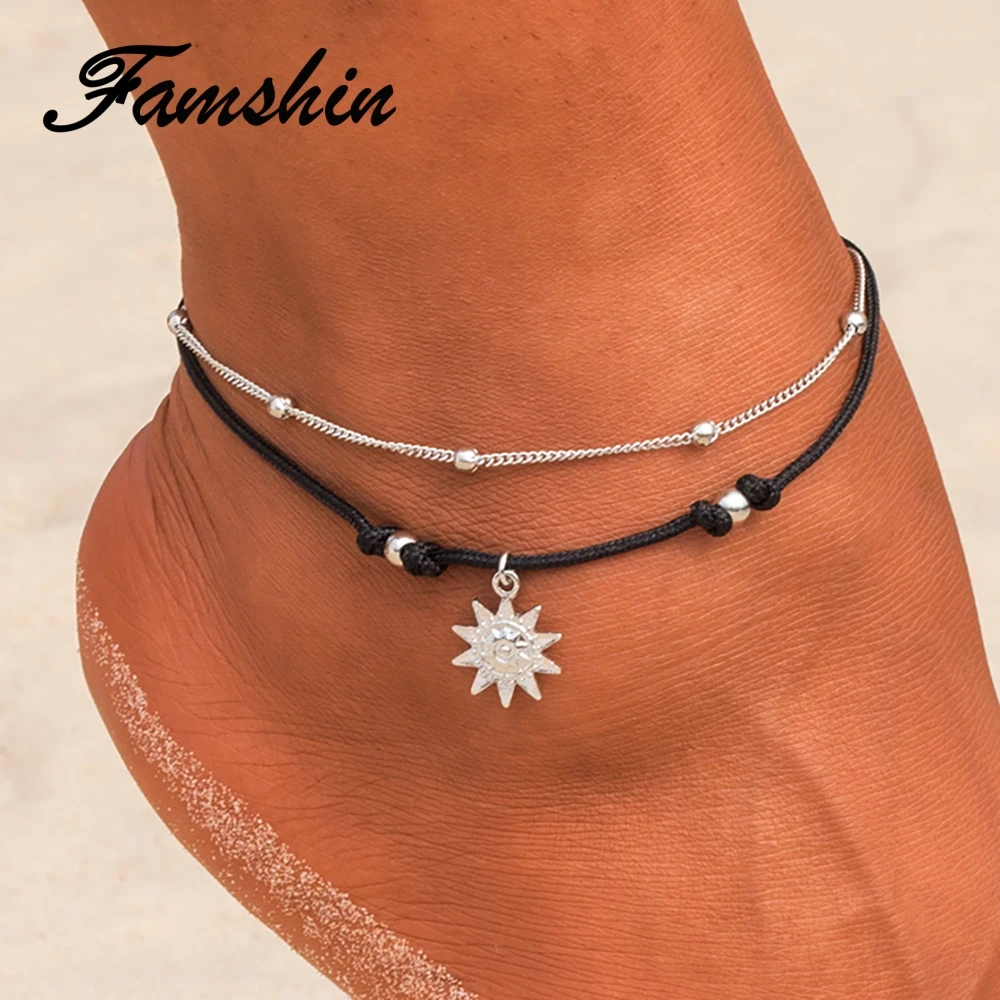 Женские винтажные Многослойные ботильоны с бусинами FAMSHIN Boho модные хлопковые