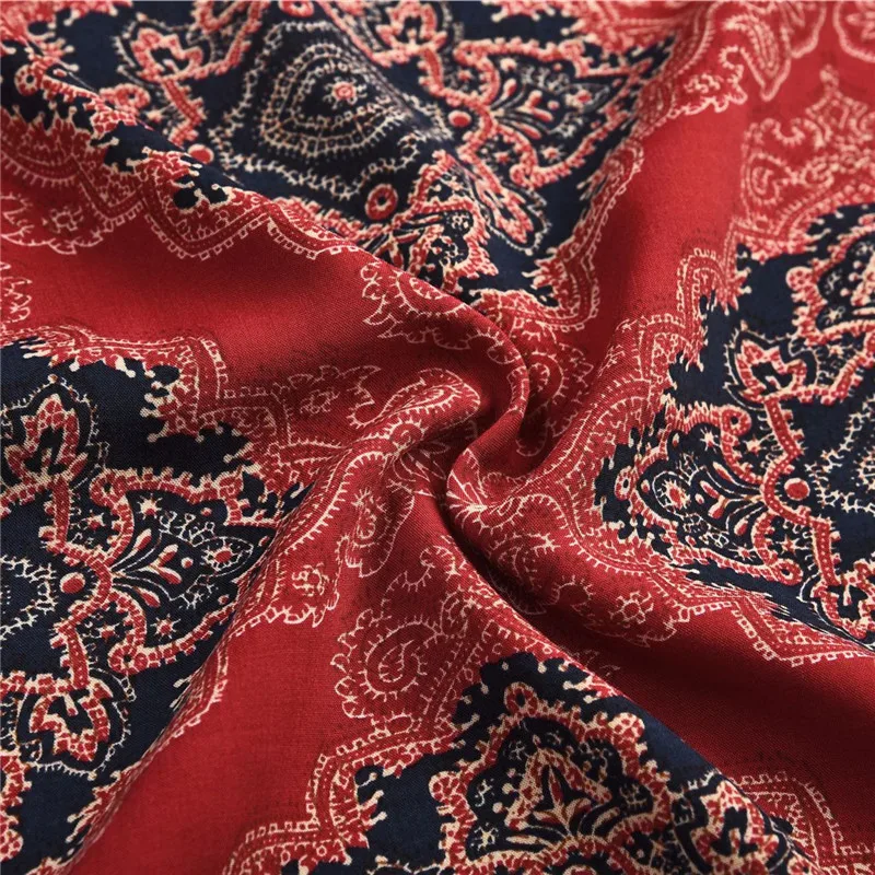 

summer cotton special sign printed long cotton Skirt fashion printing with contractile frenulum red high street national style