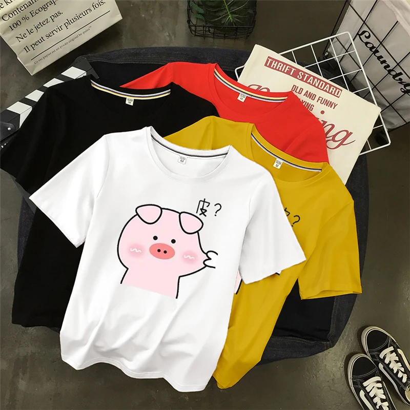 Озорной китайский пирнт Весна и лето новая свободная футболка с короткими