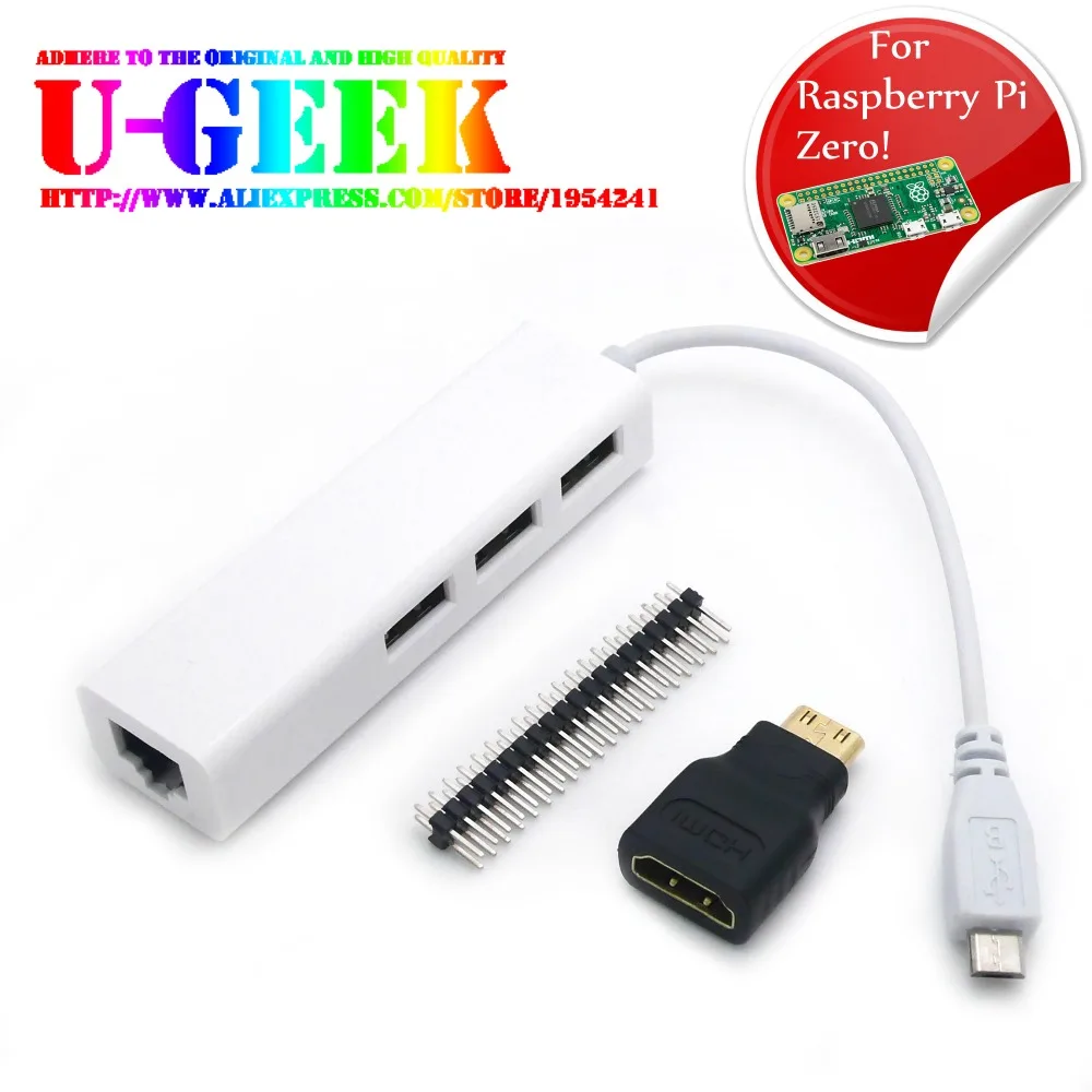 Базовый комплект для Raspberry Pi Zero | Адаптер HDMI + Micro usb-хаб RJ45 40-контактный разъем -