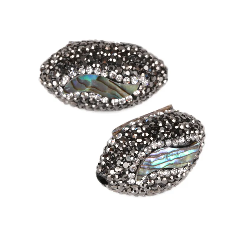 

KEJIALAI 5pcs/lot Rhinestone Shell Pearl Charms Connectors for DIY Jewelry Making Accessories Natural Stone Crystal Egg Shape