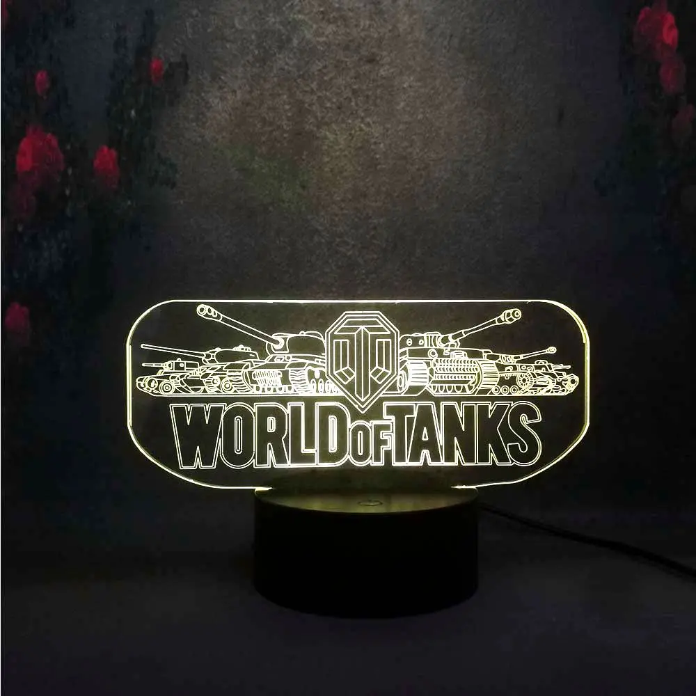 Go Game World OF Tanks Battla 7 цветов меняющий свет украшение для детской спальни ночник 3D USB