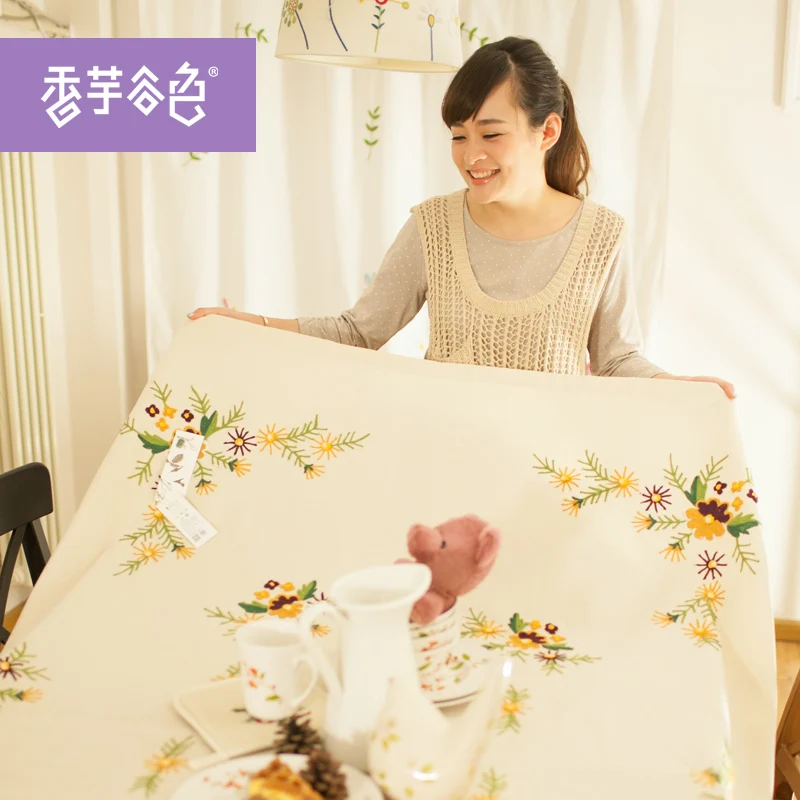 Традиционная китайская скатерть в сельском стиле ручной работы с вышивкой