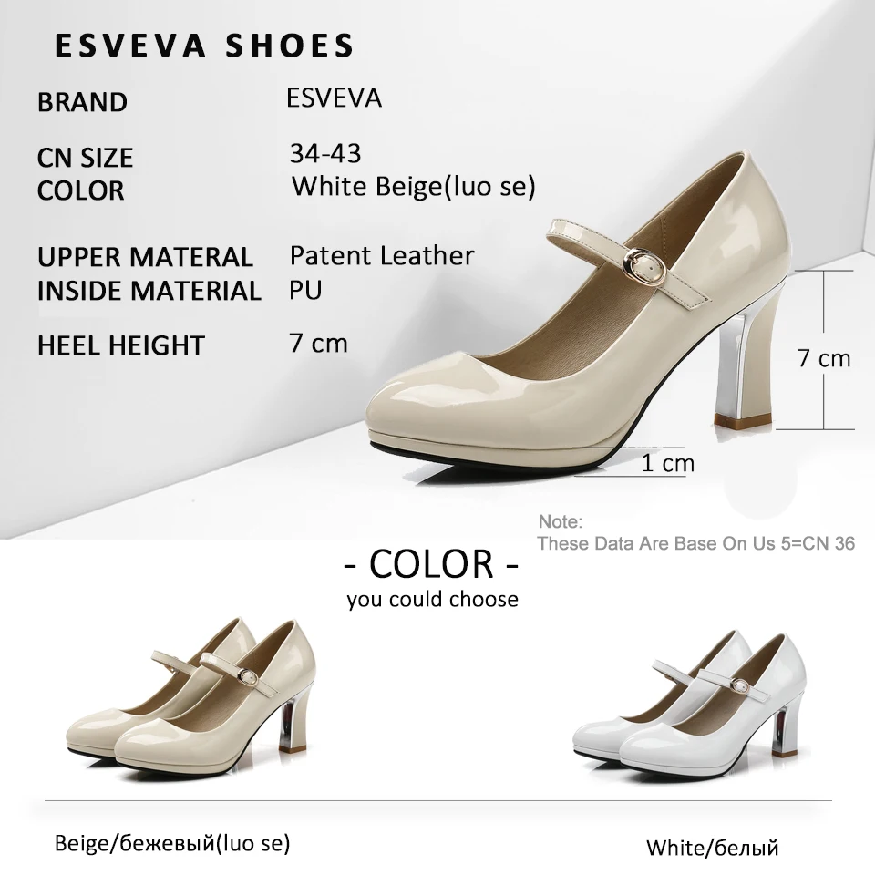 ESVEVA/2019 г. Женские туфли лодочки сандалии из pu искусственной кожи с пряжкой