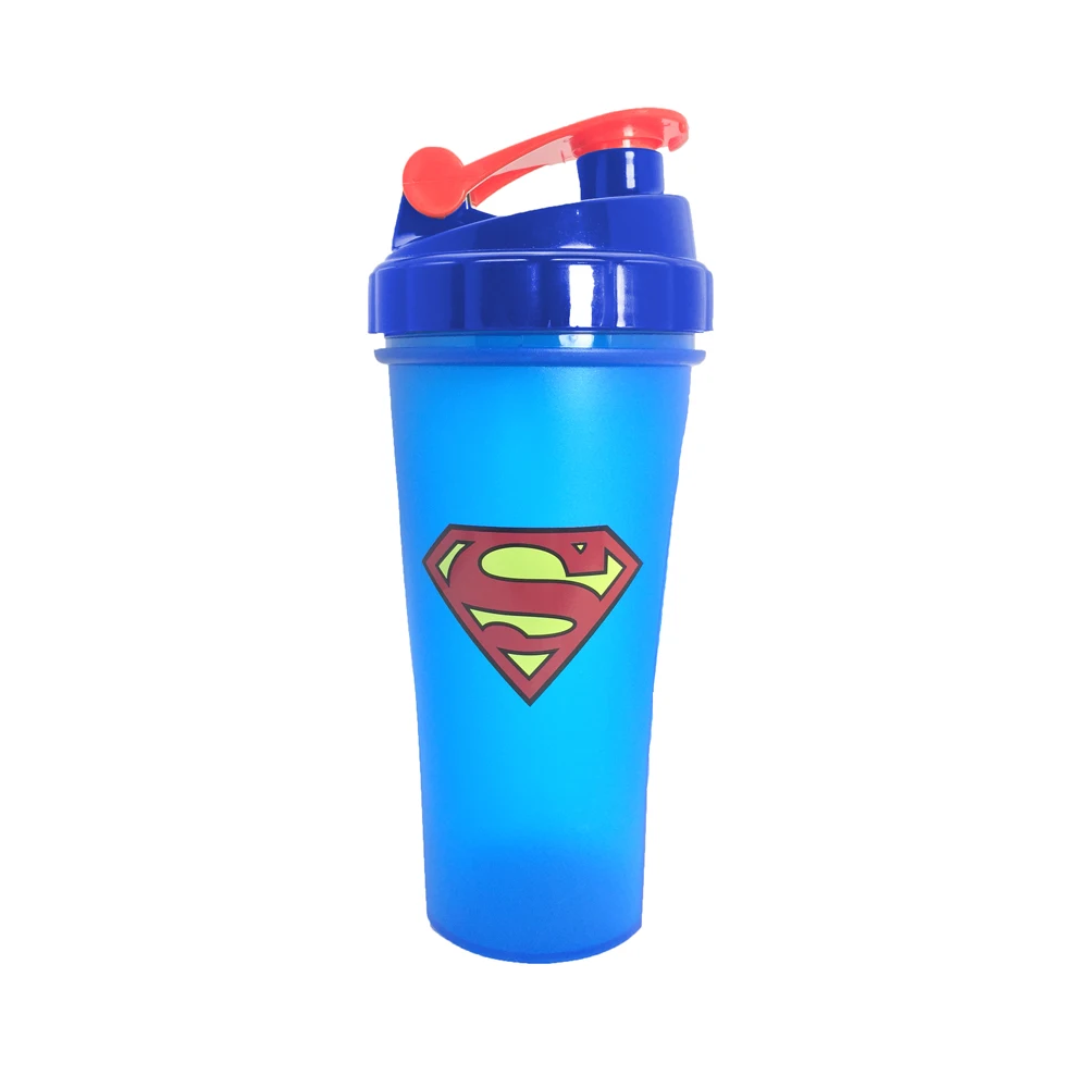 Superman 600 ML Super Heroes шейкер бутылка с венчиком мяч Спорт Тренажерный зал сывороточный протеин порошок для Смешивания Бутылка Фитнес бутылка для воды BPA - Цвет: Superman
