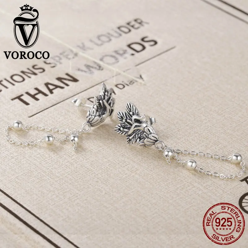 Серьги подвески VOROCO VSE020 женские из серебра 925 пробы изысканные длинные висячие