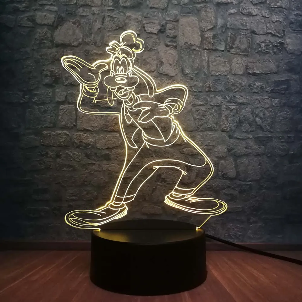 Творческий мультфильм Гуфи 3D светодиодный Ночник светильник RGB многоцветный 7