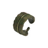 antique leaf design plated alloy opening adjustable antique brass ring for women girls