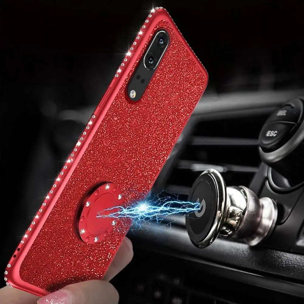 Diamond Case for iPhone XS Max XR X Cover Crystal Glitter Bling For 6 6s 7 8 Plus Ring Kickstand Bumper |
