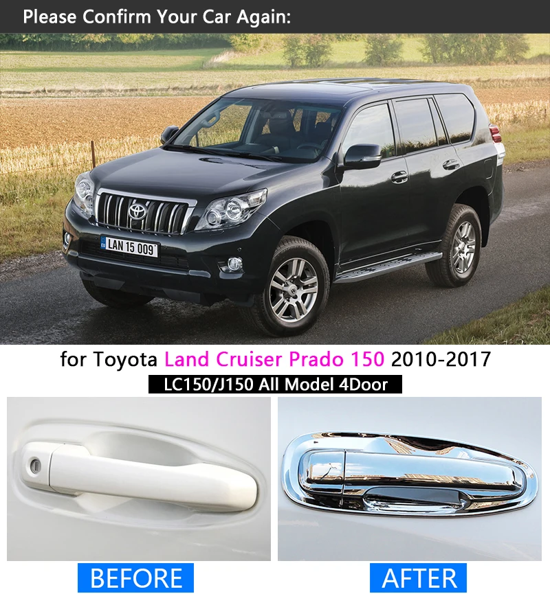 Хромированная накладка на ручку для Toyota Prado 150 комплект накладок Land Cruiser J150 2010 2017