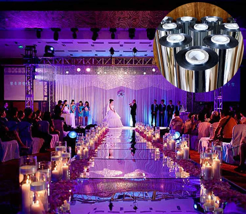 

100m Silver Wedding Mirror Carpet wedding rug floor decoration
