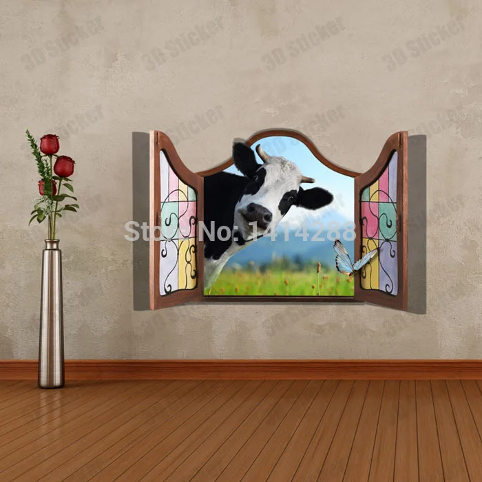 Ребенок день рождения украшение 3D трехмерные домашние настенные наклейки корова