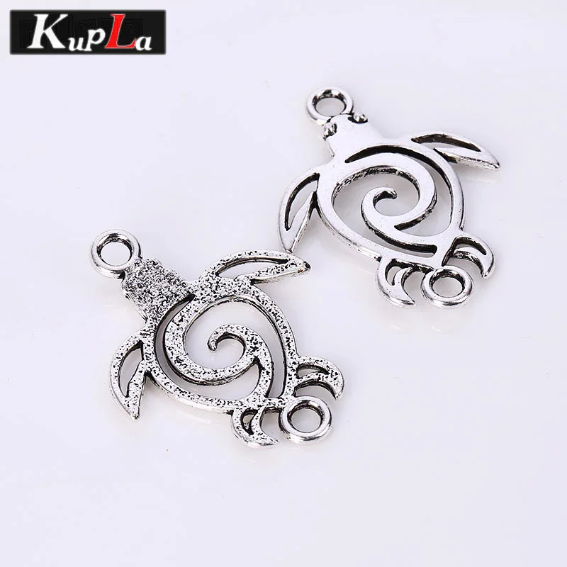 Kupla Vintage Silver Tortoise Charms Metal Lovely Animal Jewelry Connectors DIY Handmade 20pcs/lot 28*36mm C5227 | Украшения и