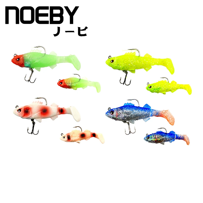 NOEBY 3/2 шт./партия Мягкая приманка 65 мм/95 мм 8 г/22 г свинцовая головка для рыбы