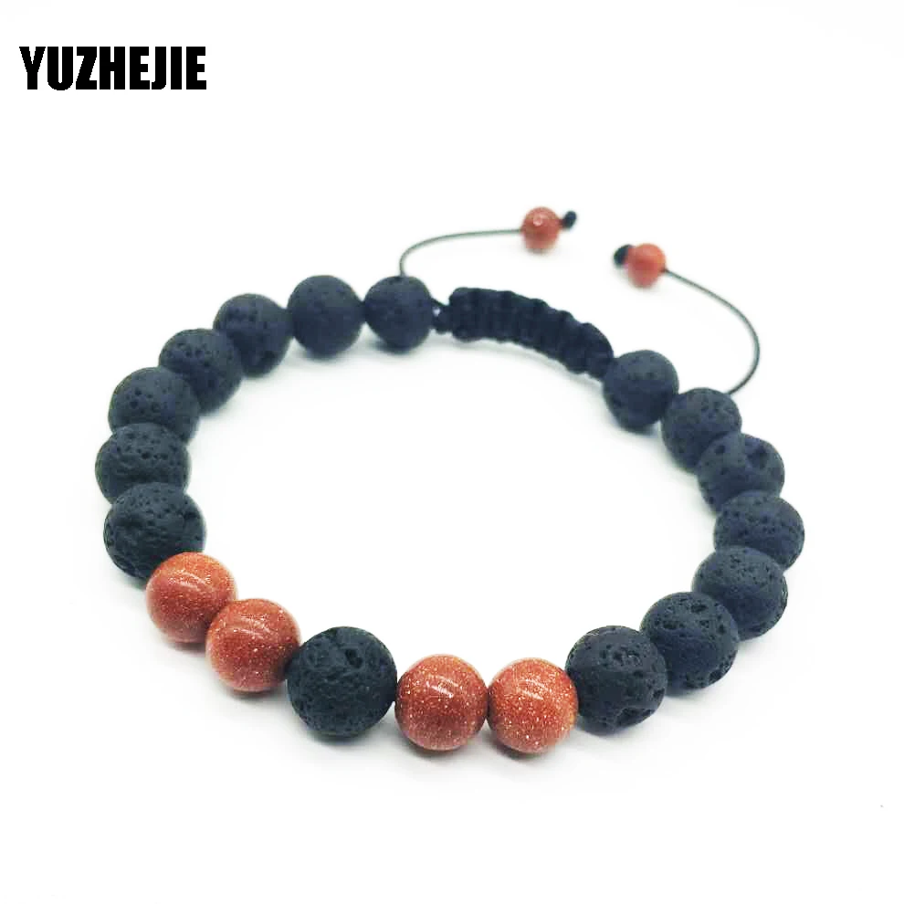 YUZHEJIE 2018 Новое поступление мужские бисерные ювелирные изделия 8 мм лавовый камень
