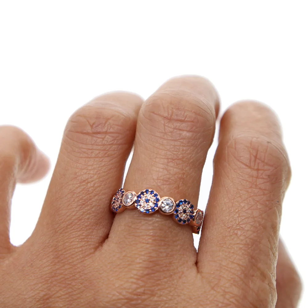 Злобное кольцо хит продаж на палец со сглаза и хамсы роскошное с голубым