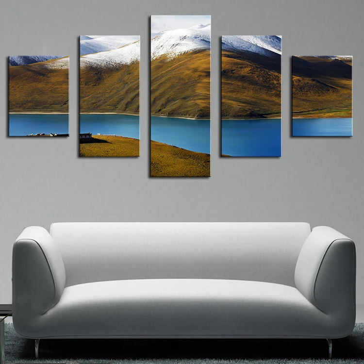 5 панельных бело голубых фотографий в виде горной стены Художественная печать