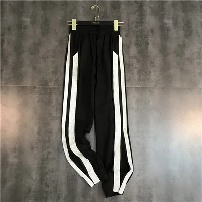 black pant Новинка, спортивный костюм Cakucool с коротким рукавом, футболка с круглым вырезом, повседневный костюм, женская одежда, комплект из 2 предметов, штаны с блестками, спортивный костюм для женщин - Цвет: black pant