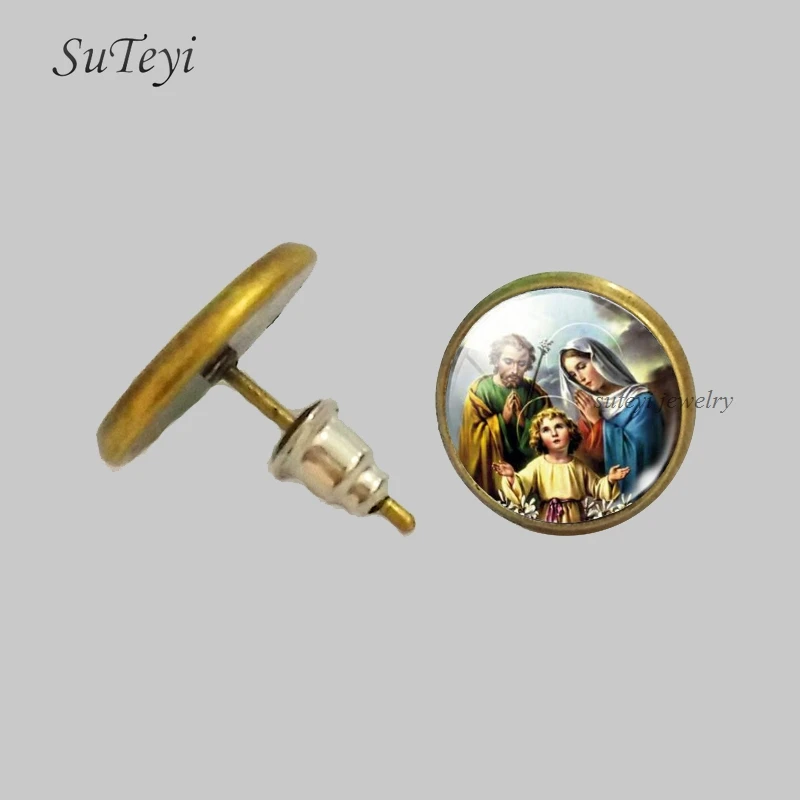 SUTEYI модные круглые стеклянные бусины для создания 12 мм Иисуса серьги греческие