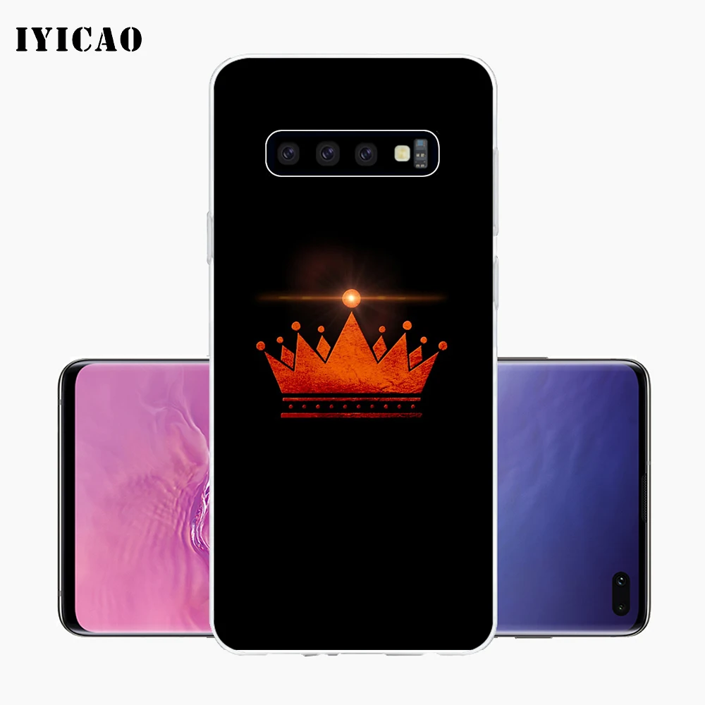 IYICAO King Queen Crown Мягкий силиконовый чехол для телефона Samsung Galaxy S10e S10 S9 S8 Plus S7 Edge TPU