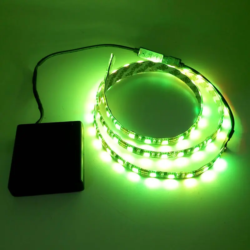 Светодиодная лента на батарейках 5050 RGB черная печатная плата IP20/IP65
