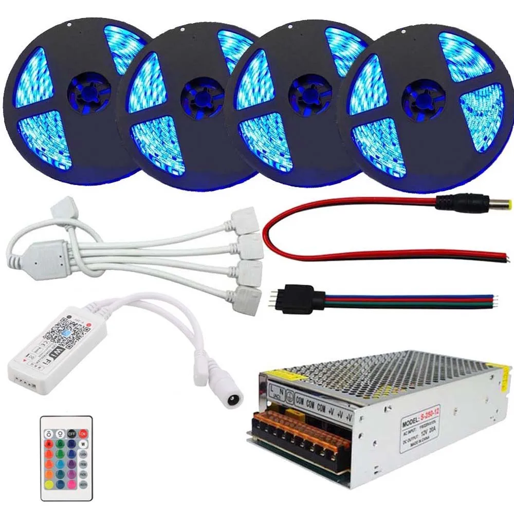 Wi Fi контроллер 5050 RGB Светодиодная лента освещения лампа 20 м светодиодная неоновая