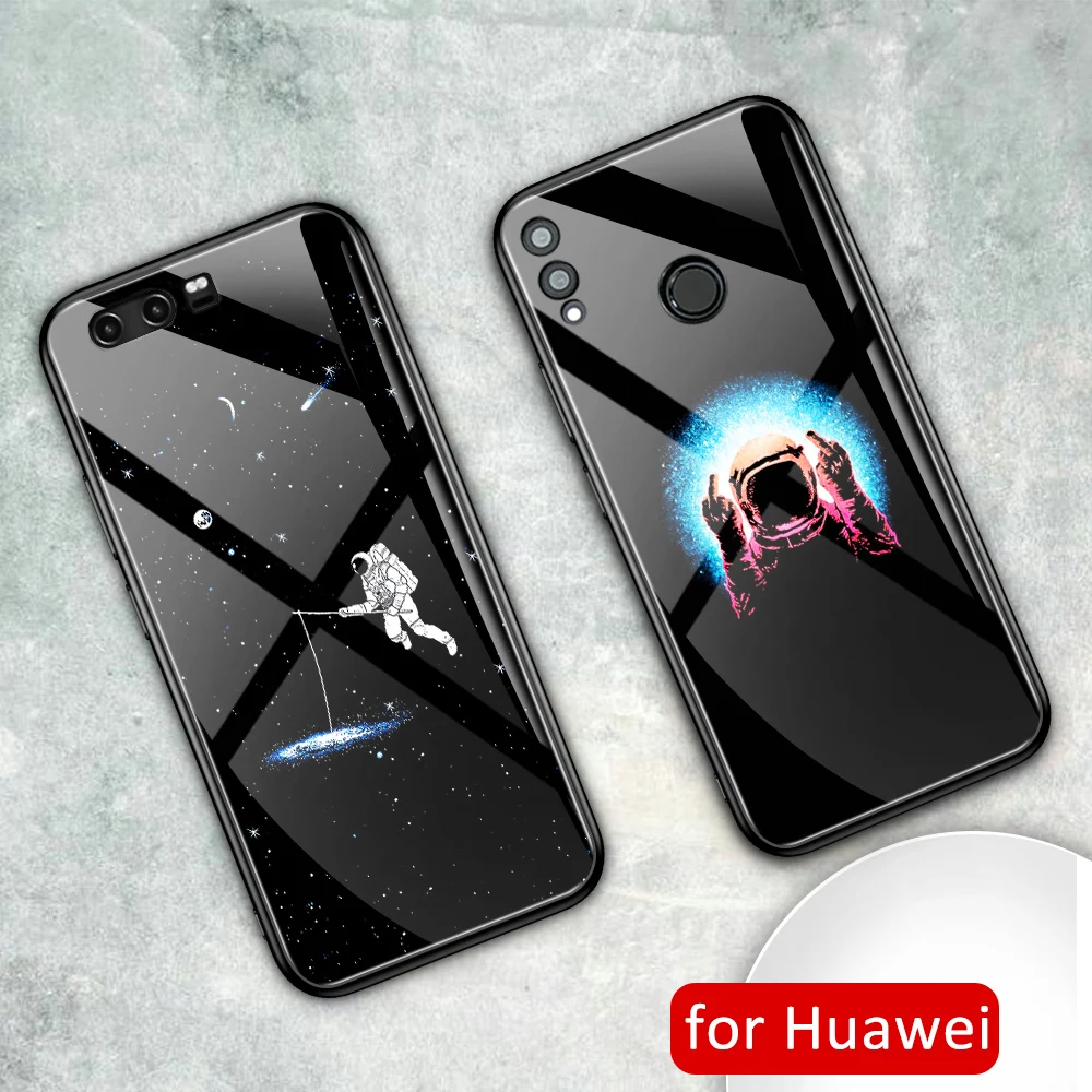 Чехол для honor play glass back huawei 9 чехол spaceman moon 8x max 10 20 20i v9 v10 v20 note 10|Бамперы| |