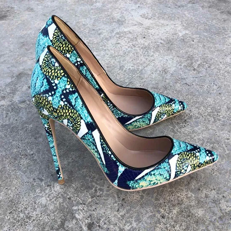 

Keshangjia new spring women pumps print flowers shoes sexy toe thin high-heeled wedding shoes women