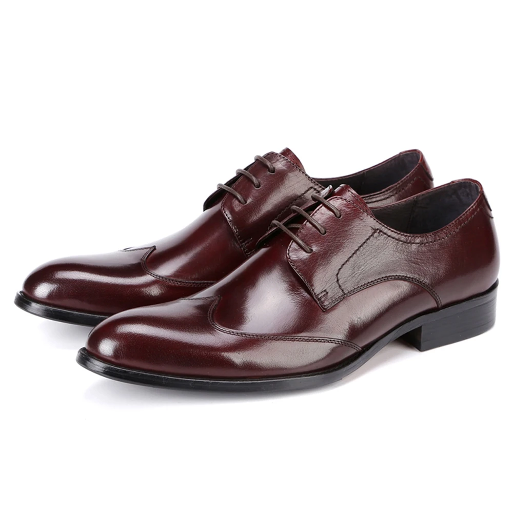 Мужские туфли-оксфорды из натуральной кожи коричневые черные винные в