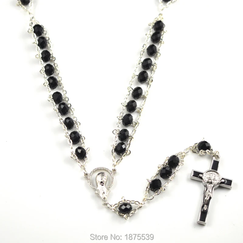 Новый стиль католические четки 59 бусинка из черного кристалла ожерелье |