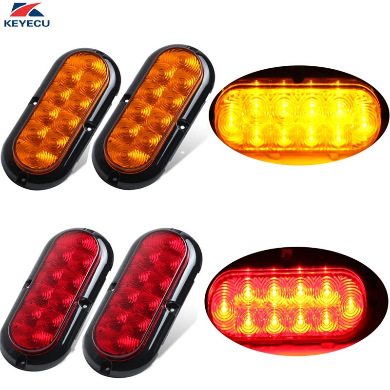 

KEYECU 2 янтарный + 2Red 10 LED 6 "Грузовик Трейлер Trail автобус боковой маркер стоп Стоп Хвост светодиодные фонари
