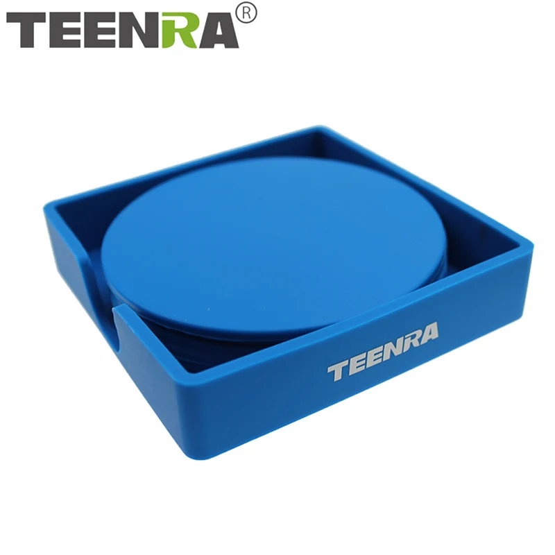Round TEENRA 6 шт. Нескользящие силиконовые подставки для питья Набор держателей чашки подставки коврик набор круглый Coffeee чашки коврик набор чёрный Настольный - Цвет: Round
