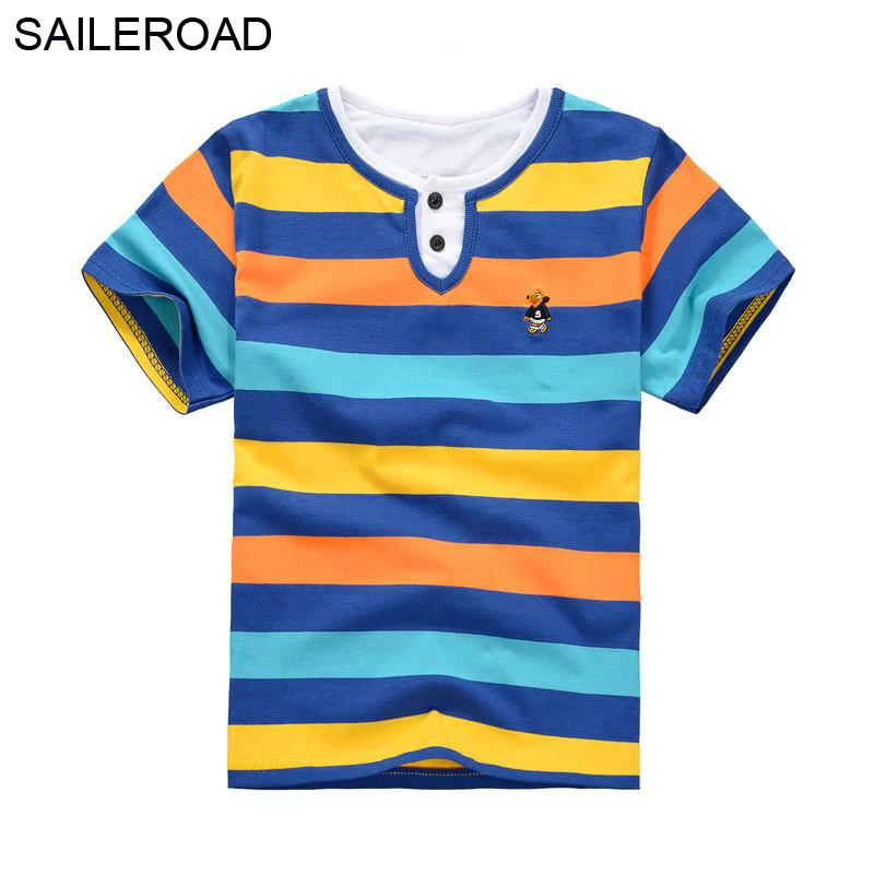 SAILEROAD/ хлопковая футболка для мальчиков и девочек-подростков Новые повседневные топы в полоску для мальчиков-подростков от 8 до 15 лет