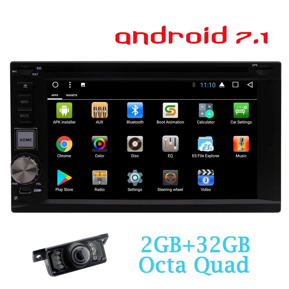 Автомагнитола с камерой + Android 7 1 Nougat 2 Din GPS DVD плеер 6 дюйма емкостный сенсорный