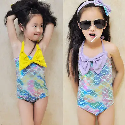 Купальный костюм для девочек 2 7 лет летние цельные костюмы разных цветов с бантом