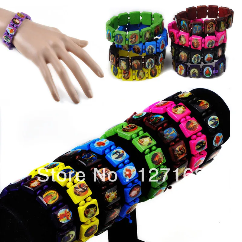 20 шт./лот разноцветный деревянный браслет для детей с изображением святых и