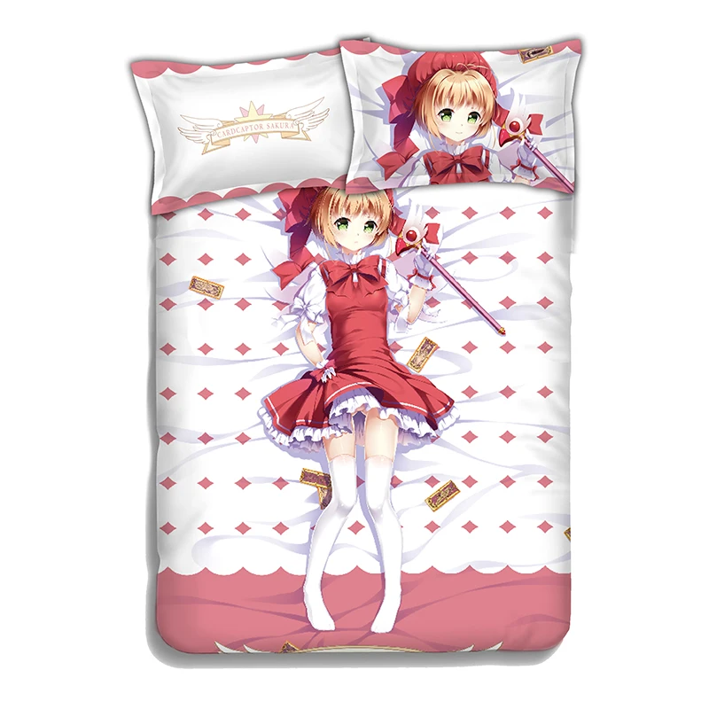 Аниме мультфильм карта Captor Sakura KINOMOTO SAKURA пододеяльник мягкий Печатный Комплект