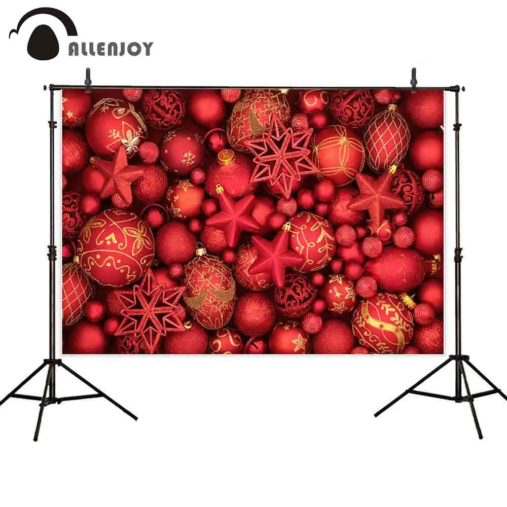 Allenjoy фоны Рождественские для фотостудии красные звезды золотой узор украшение
