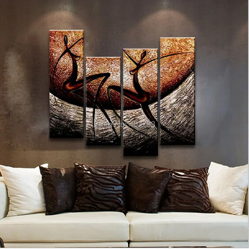 

Large 100% Hand Painted Modern Abstract Home Decor Ballet Dancer Oil Painting Wall Art Picture On Canvas 4Pcs For Living Room