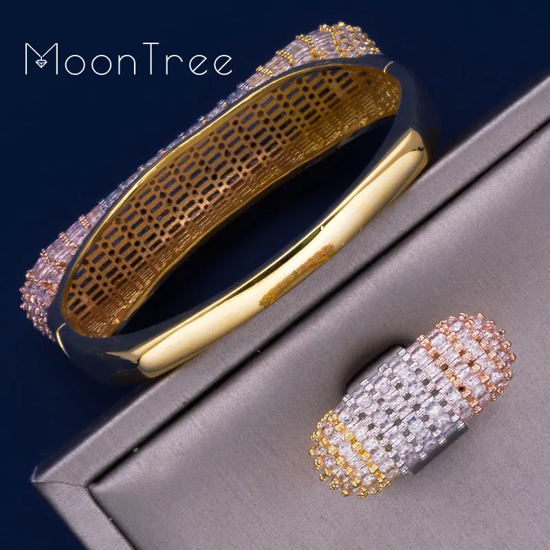 MoonTree роскошные квадратные ювелирные наборы полностью кубические цирконы медь 3