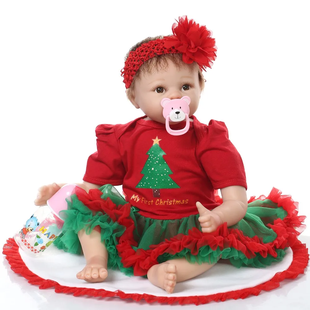 22 дюйма Силиконовые Бесплатная доставка Reborn Girl Baby Like Real Doll Toys 55 см Новорожденные