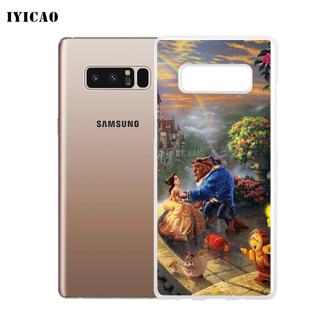 Мягкий силиконовый чехол для телефона IYICAO Beauty Beast Rose Princess Samsung A5 A6 Plus A7 A8 A9 J3 J5 J7 Note 8