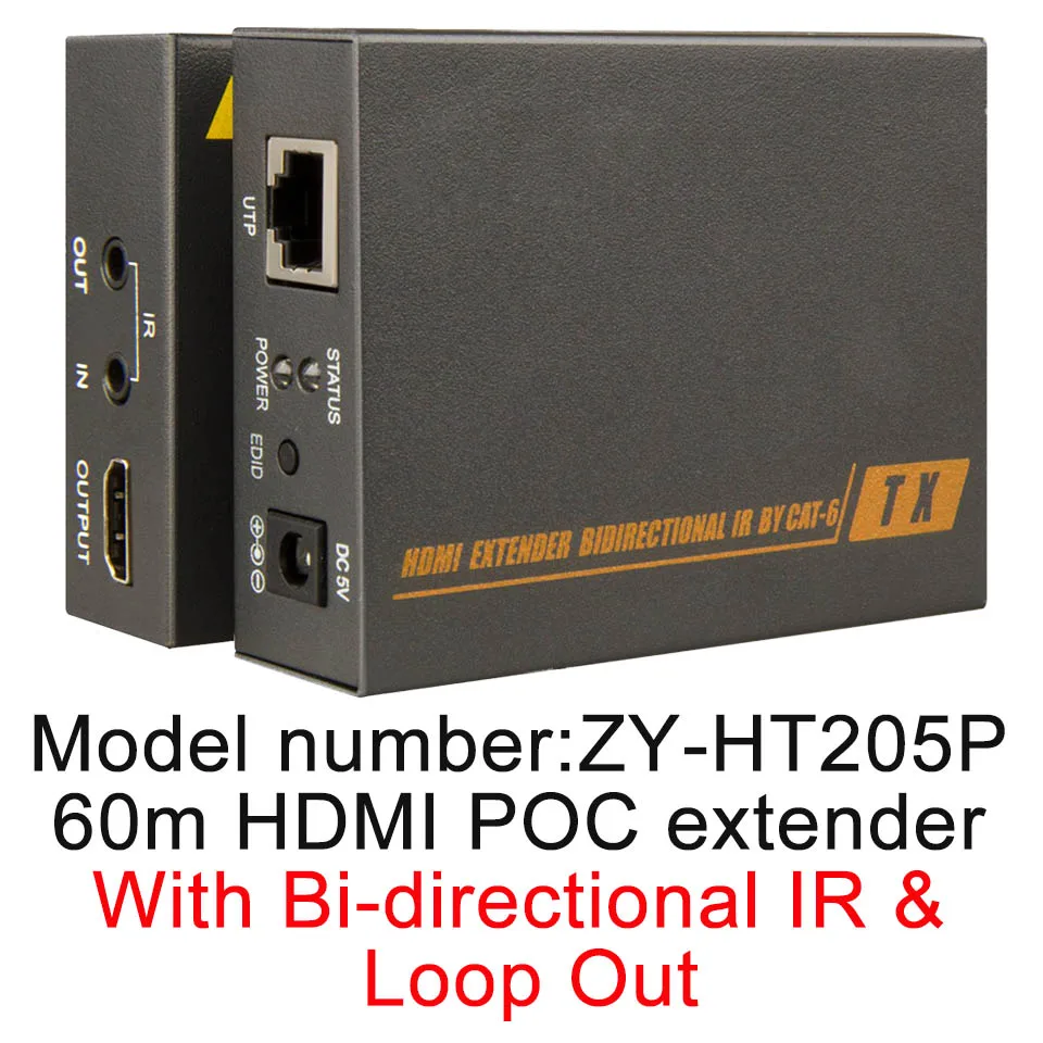 With IR and Loop Out HDMI удлинитель с 2 портами HDMI разветвитель Расширение HDMI 1080P сигнала до 60 м RJ45 передатчик TX/RX с ИК-конвертером поддержка CAT6 - Цвет: With IR and Loop Out