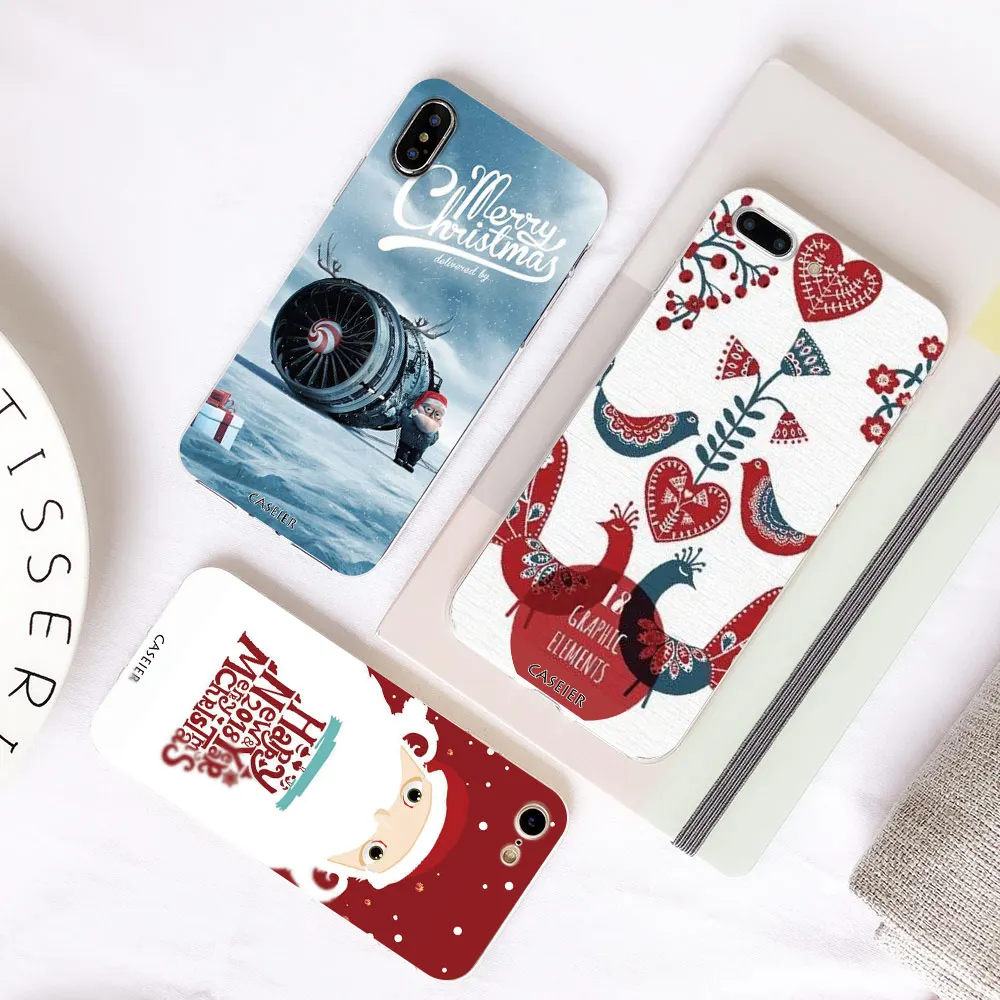 CASEIER Soft New Year Case For iPhone XR Cases Christmas Cover 7 8 6 6s Plus X XS Max 5s Black TPU 2019 Phone Capinha |
