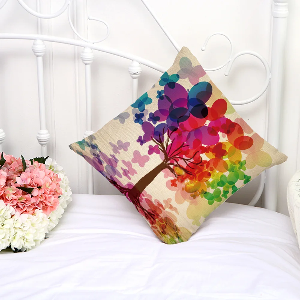 

Decorative Pillow Case Modern Abstract Tree Painting Pillowcase 17.5 Inches Cotton Linen Chair Seat Throw Pillow Cover P1040